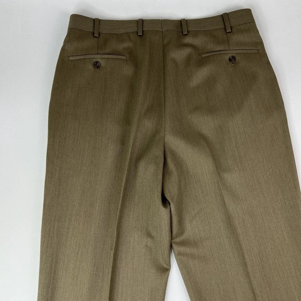 Samuelsohn‎ Carl Sterr Brown Wool Double Pleat Dress Pants Mens Size 36X29 +2.5